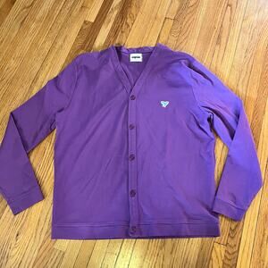 Sigrun Sweater Mens Large Purple V neck Cardigan Sweatshirt